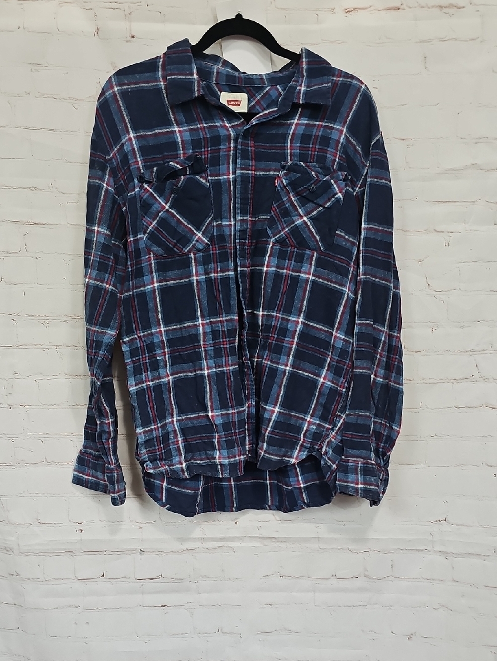 Levi's Blue, Red & White Plaid Button-Up Shirt